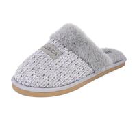 Nautica Women's Cozy Clog Slippers with Plush Faux Fur Collar and Durable Rubber Sole for Indoor & Outdoor Comfort, Grey-sparkle, Large