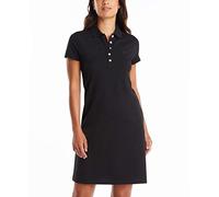 Nautica Women's Easy Classic Short Sleeve Stretch Cotton Polo Dress Casual, True Black, XL