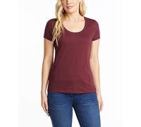 Nautica Women's Easy Comfort Scoop Neck Supersoft 100% Cotton Solid T-Shirt, Seaport Burgundy, Large