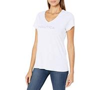 Nautica Women's Easy Comfort Supersoft 100% Cotton Classic Logo T-Shirt, Bright White, X-Large