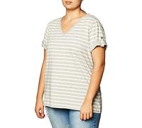 Nautica Women's Easy Comfort V-Neck Striped Supersoft Stretch Cotton T-Shirt, Grey Heather, Large
