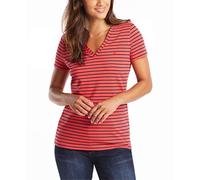 Nautica Women's Easy Comfort V-Neck Striped Supersoft Stretch Cotton T-Shirt, Rose Coral, Medium