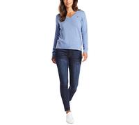 Nautica Women's Effortless J-Class Long Sleeve 100% Cotton V-Neck Sweater, Slate Blue Heather, XL