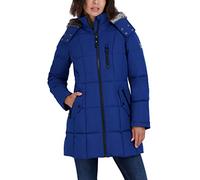 Nautica Women's Heavyweight Puffer Jacket with Faux Fur Lined Hood, Cobalt, M