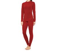 Nautica Women's Long Sleeve Thermal Underwear Base Layer Set, Red, Medium