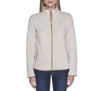Nautica Women's Mockneck Zip Up Fleece Jacket Casual Blazer, White Swan, XL