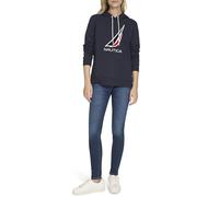 Nautica Women's Pullover Logo Hoodie Sweatshirt, Night Sky, Large