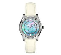 Nautica Women's Quartz Watch with Blue Dial Analogue Display and White Leather Strap A12592M