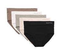 Nautica Women's Seamless Ribbed Knit Brief Underwear Set, 5-Pack, Black/Fair/Pale Sage/White/Light Mocha, XL