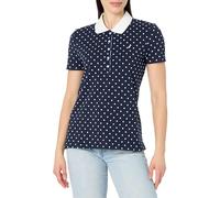 Nautica Women's Short Sleeve Button Placket Polo, Poka Dot White/Night Sky, M