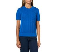 Nautica Womens Short Sleeve Crew Neck Cable Solid Sweater, Cerulean, L