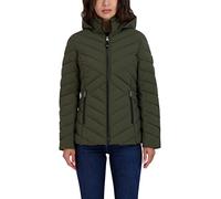 Nautica Women's Short Stretch Lightweight Puffer Jacket with Removeable Hood, Military Green, S