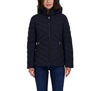 Nautica Women's Short Stretch Lightweight Puffer Jacket with Removeable Hood, Navy Seas, L