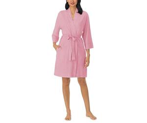 Nautica Womens Soft Robe - Above Knee 3/4 Length Sleeve Lightweight Robe - Cotton Knit Jersey Sleepwear and Loungewear, Heather Pink, Large