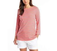Nautica Women's Solids and Stripes Boatneck 3/4 Sleeve 100% Cotton Shirt, Dreamy Coral, Large