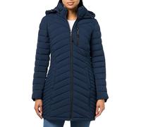 Nautica Women's Stretch Puffer Jacket - Midweight Quilted Coat Detachable Hood, Deep Navy, XS