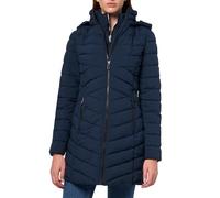 Nautica womens Stretch Puffer Jacket -winter Coat With Interior Bib, Hood & Reinforced Nylon Lining, Navy Seas, S