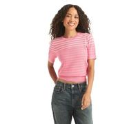 Nautica Womens Striped Ribbed Knit Short Sleeve Sweater, Peony Multi, XS