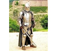 NauticaCollectical Medieval Full Suit of Armor Wearable Knight Crusader Steel Costume Handmade Gothic Plate Armor for Reenactment, LARP & Display Collectible Medieval Armor Set