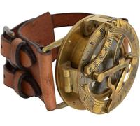 Nautical 2.5 inch Brass Sundial Compass Wrist Watch for Men | Leather Bracelet | Nautical Collection