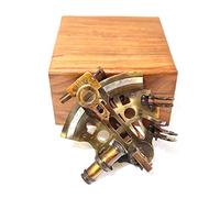 Nautical 5" Solid Brass Sextant Working Navigational Sextant in Black Antique with Wooden Box