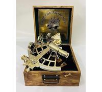 Nautical 9" Brass Hand-Made Polished Brass Sextant with Wooden Box | Navigation