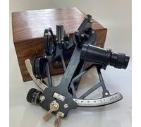 Nautical 9"Solid Aluminium Tamaya Sextant Brass 1712 Antique Sextant Navigation Instruments Working with Wooden Box, Antiqe Black