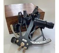 "Nautical 9'' Solid Aluminum Tamaya Sextant - Brass 1712 Antique Navigation Instrument, Working Sextant with Wooden Box, Antique Black Finish"