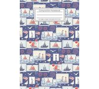Nautical American Composition Notebook: College Ruled School Journal with Sailboat, Lighthouse and USA Flag Pattern - Writing Notebook for Notes, Homework and Journaling, 6 x 9 in, 120 Pages