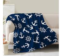 Nautical Anchor Blanket Gifts for Men Boys Dad Women Birthday Christmas Valentine Presents Sea Adventure Ocean Theme Decor Bedroom Living Room Couch Sofa Kids Adults Soft Cozy Throws Navy Blue 60"x50"