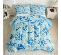 Nautical Anchor Coverless Duvet Single 7.5 Tog 3D Printed Comforter