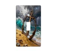 Nautical Anchor Decorative Light Switch Cover Plate 1 Gang Single Toggle, Beach Coastal Ocean Electrical Switchplate for Room, Cool Beachy Switchcover Switchplate
