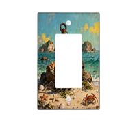 Nautical Anchor Decorative Light Switch Cover Wall Plate 1 Gang Single Rocker, Beach Coastal Ocean Electrical Switchplate for Room, Cool Beachy Switchcover Switchplate