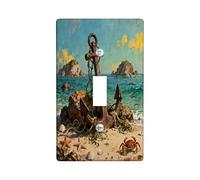 Nautical Anchor Decorative Light Switch Cover Wall Plate 1 Gang Single Toggle, Beach Coastal Ocean Electrical Switchplate for Room, Cool Beachy Switchcover Switchplate