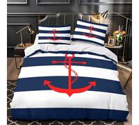 Nautical Anchor Design Comforter Cover 3D Design Printed Luxurious 3 Pcs Bedding Set Zipper Duvet Cover Super Soft Machine Washable for Kids Girls Boys Adults Women Teens Super king（260x220cm）