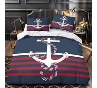 Nautical Anchor Design Comforter Cover 3D Print Machine Washable 3 Pieces Bedding Set Hidden Zipper Duvet Cover Extra Soft Durable for Girls Boys Kids Adults Women Teens Super king（260x220cm）