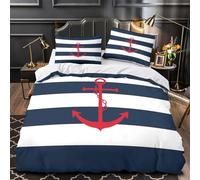 Nautical Anchor Design Quilt Cover 3D Design Printed Hotel Quality 3-Piece Bedding Set Zipper Duvet Cover Ultra Soft Machine Washable for Teens Adults Women Kids Girls Boys Single（135x200cm）
