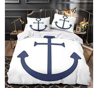 Nautical Anchor Duvet Cover 3D Design Printed Machine Washable 3 Pieces Bedding Set Zipper marine Design Comforter Cover Hotel Quality Breathable for Adults Kids Women Teens Youth Double（200x200cm）