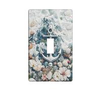 Nautical Anchor Light Switch Cover Plates, Ocean Breeze & Floral Accents for Wall Decor, Thermoplastic Wall Plates, Standard Size Single Toggle