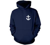 Nautical Anchor Pocket Logo Unisex Hoodie - Navy X-Large