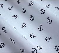 Nautical Anchor Polycotton Prints (Per Metre) - Sewing Quilting Dress Fabric - Simply Sew Crafty™ (White)