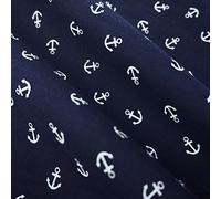 Nautical Anchor Print Polycotton Fabric - 3 Colours (Sold By The Metre) navy