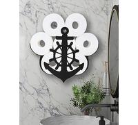 Nautical Anchor Toilet Paper Holder Rack, Wall-Mounted Matte Black Toilet Paper Storage & Organizer for Extra 8 Rolls, Beach Theme Home Decorative Bathroom Hardware Accessories by Gardlister