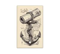 Nautical Anchors Light Switch Cover Plates/Outlet Covers, Vintage Sea Map Design, Ideal for Coastal Decor, Thermoplastic Wall Plates, Standard Size Blank Cover Plate