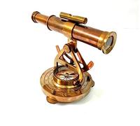 Nautical Antique Alidate Size 6inch Telescope with Compass Antique Brass Collectible Home Decor Premium Handmade Gift
