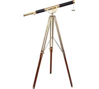 Nautical Antique Brass & Leather Sailor Moon Telescope Shiny Nautical Vintage Wood Tripod Telescopes
