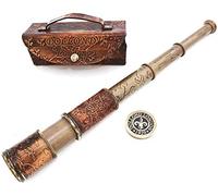 Nautical Antique Brass Leather Telescope with Box 16"