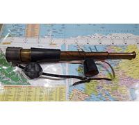 Nautical Antique Brown & Black Leather Handheld Spyglass Telescope - 18 inches Long