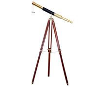 Nautical Antique Maritime Shiny Brass Finish Designer Telescope with Wooden Tripod Floor Standing Nautical Shiny finish fully functioning master piece.