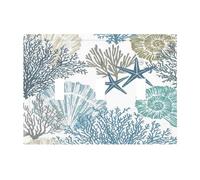 Nautical Beach Coastal Light Switch Cover Decorative 3 Gang Ocean Blue Teal Starfish Coral Triple Toggle Wall Plate Switchplate Electrical Faceplate for Kitchen Bathroom Bedroom 6.7" x 4.8"